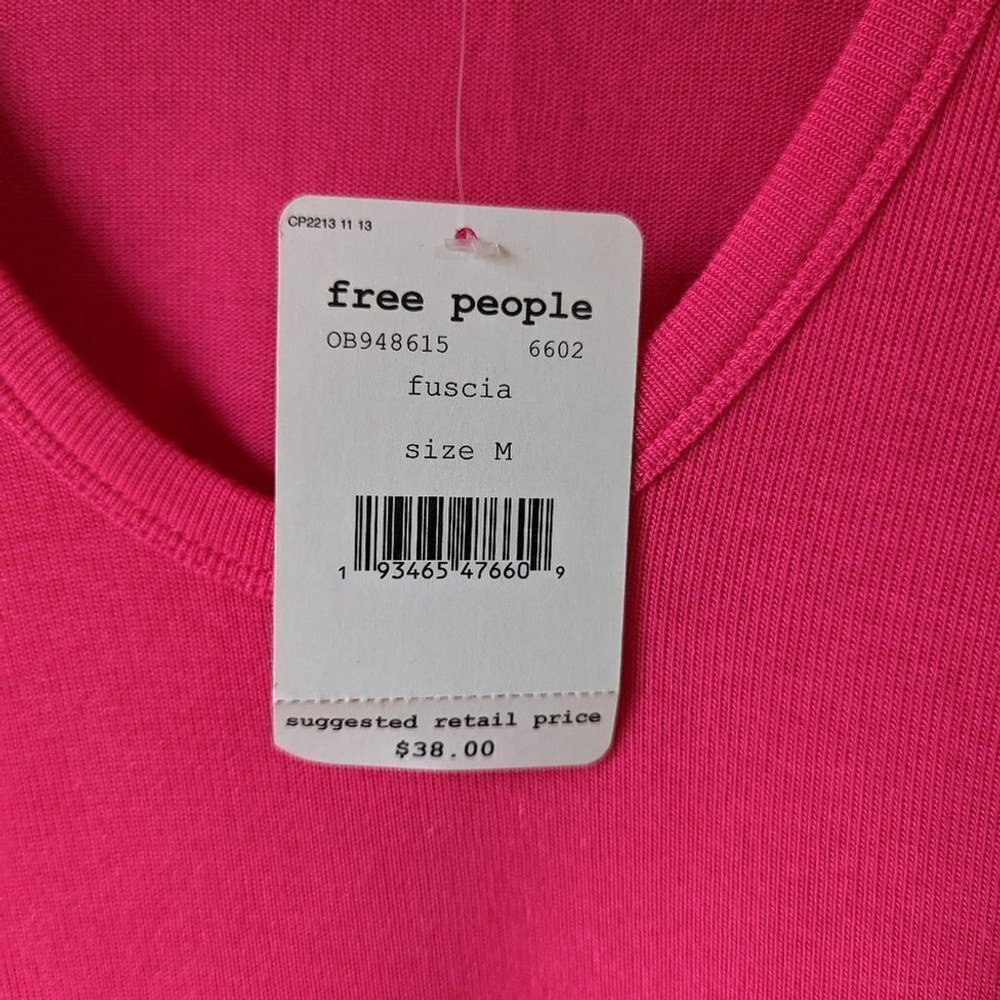 Free People Ribbed Knit Muscle Tank Sz M Take the Plunge Fuchsia NWT - Picture 10 of 11